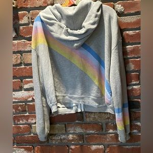 WILDFOX Oversized and Cropped French Terry Grey Hoodie  Rainbow Graphic size XS
